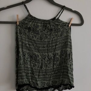 Olive green with western design tank top